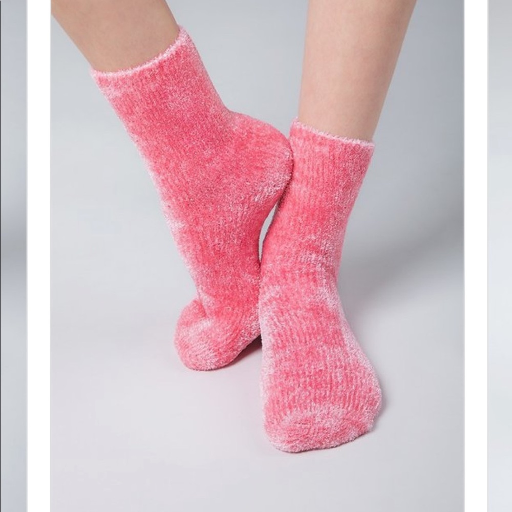 Coral Pink Chenille Socks